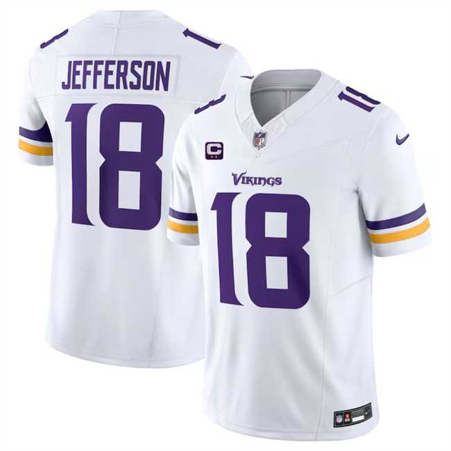 Men & Women & Youth Minnesota Vikings #18 Justin Jefferson White 2024 F.U.S.E. With 2-Star C Patch Vapor Limited Stitched Jersey->minnesota vikings->NFL Jersey